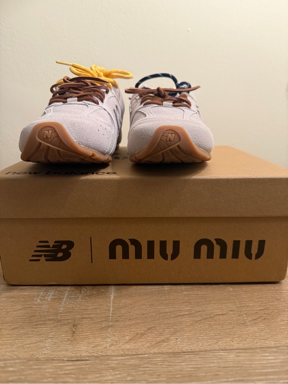 New Balance X Miu Miu Cream Suede Sneakers - Picture 3 of 6